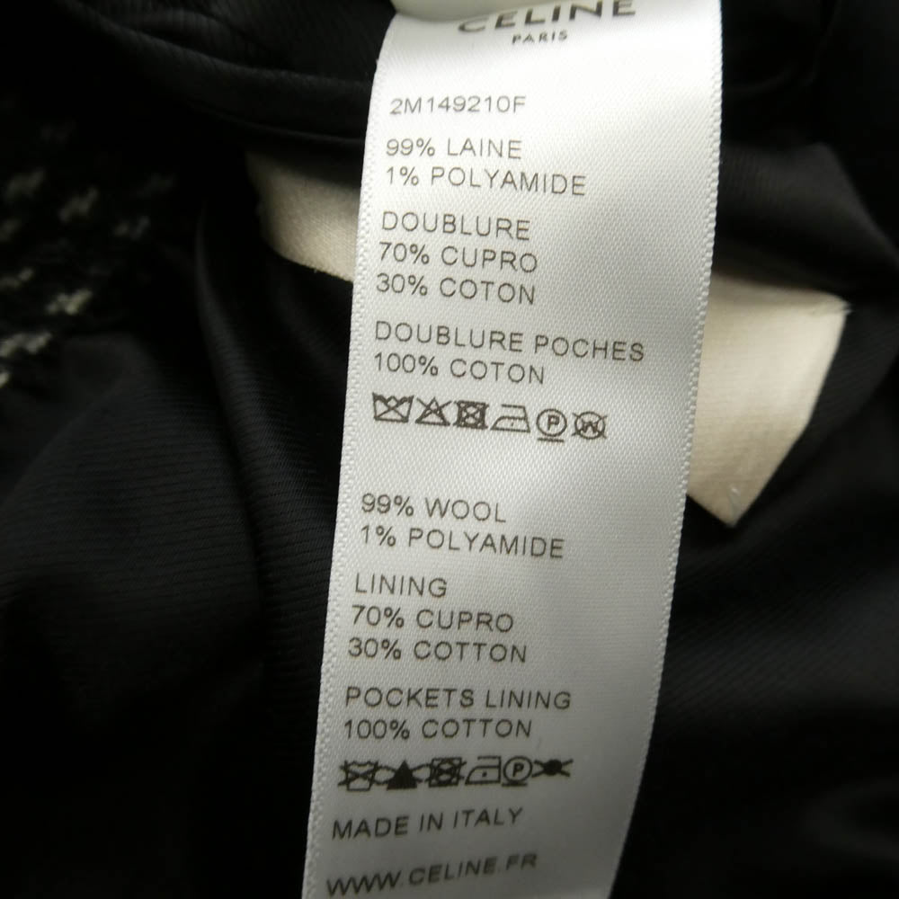 CELINE セリーヌ 2M149210F ウールツイード チェスターコート ブラック系 46【中古】
