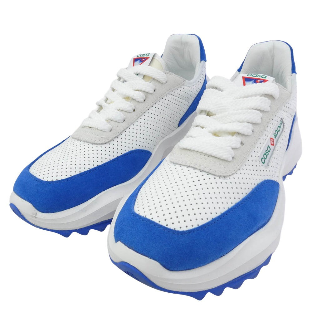 カサブランカ casa sport ATLANTIS アトランティス メッシュ ローカット スニーカー ホワイト系 ブルー系 UK7.5【中古】
