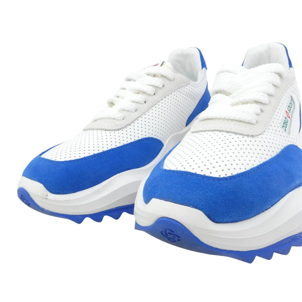 カサブランカ casa sport ATLANTIS アトランティス メッシュ ローカット スニーカー ホワイト系 ブルー系 UK7.5【中古】