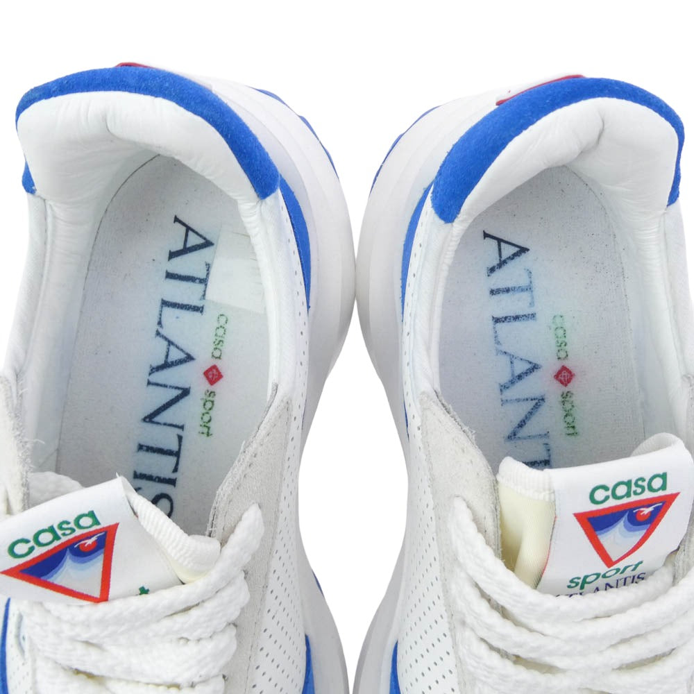カサブランカ casa sport ATLANTIS アトランティス メッシュ ローカット スニーカー ホワイト系 ブルー系 UK7.5【中古】