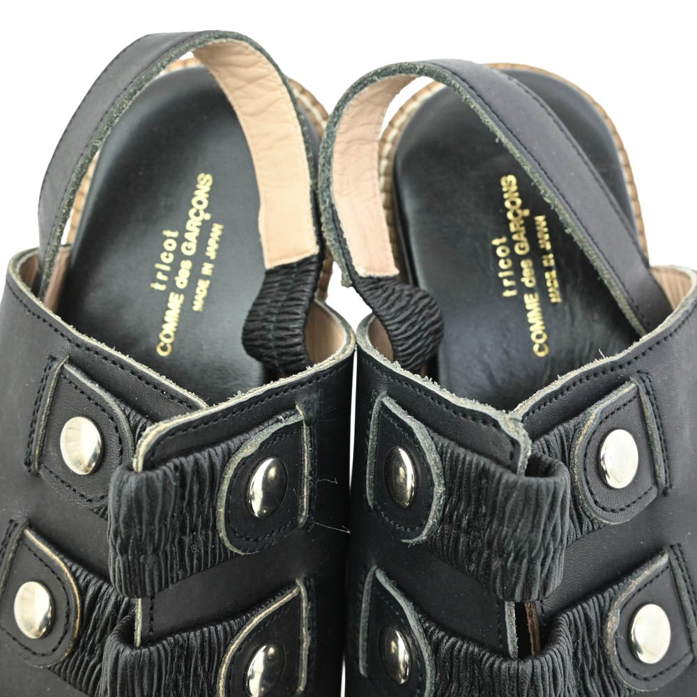 tricot COMME des GARCONS トリココムデギャルソン レザー ストラップ サンダル ブラック ブラック系 23.5cm【中古】