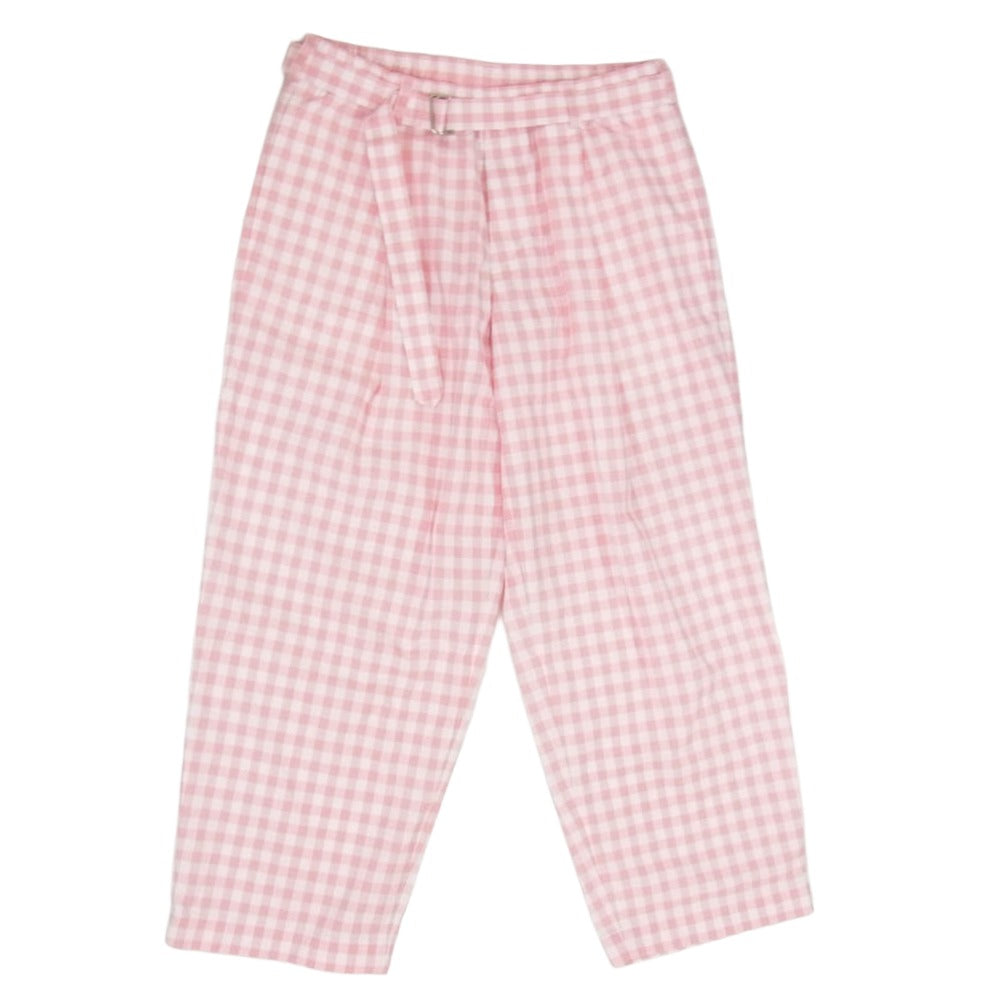 ティーエスティーエス 25SMS0302 5 COULEURS BELTED PANTS チェック ベルテッド パンツ ピンク系 M【美品】【中古】