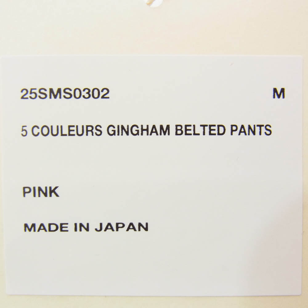 ティーエスティーエス 25SMS0302 5 COULEURS BELTED PANTS チェック ベルテッド パンツ ピンク系 M【美品】【中古】
