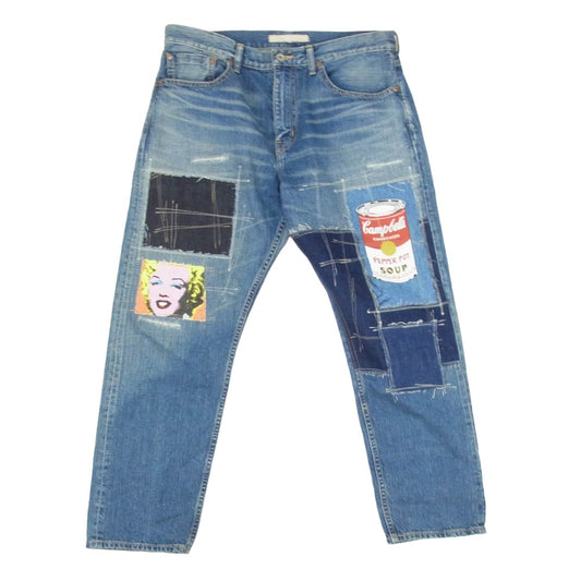JUNYA WATANABE COMME des GARCONS MAN ジュンヤワタナベコムデギャルソンマン 23SS WK-P015 Andy Warhol P015 綿 セルヴィッチ アンディ・ウォーホル パッチワーク デニム パンツ インディゴブルー系 L【中古】