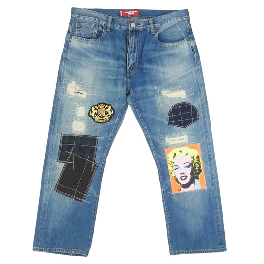 JUNYA WATANABE COMME des GARCONS MAN ジュンヤワタナベコムデギャルソンマン WK-P211 Levi's Andy Warhol リーバイス 綿 セルヴィッチ アンディ・ウォーホル パッチワーク デニム パンツ インディゴブルー系 L【中古】