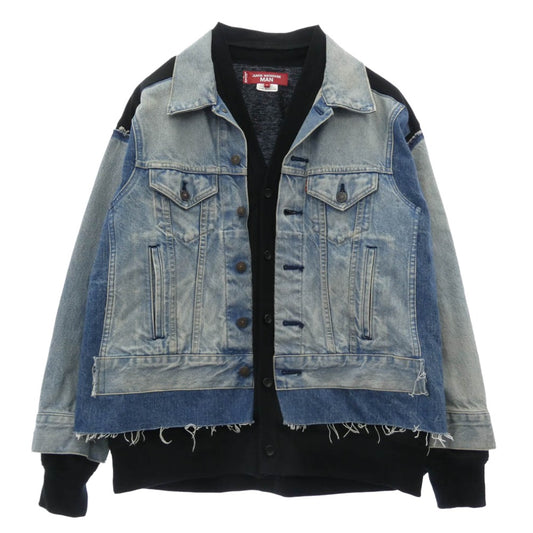 JUNYA WATANABE COMME des GARCONS MAN ジュンヤワタナベコムデギャルソンマン 25SS WO-J206 Levi's リーバイス Wネーム ドッキング デニムジャケット インディゴブルー系 ブラック系 S【中古】