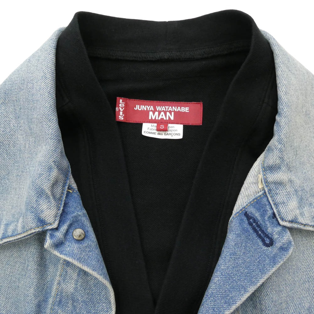 JUNYA WATANABE COMME des GARCONS MAN ジュンヤワタナベコムデギャルソンマン 25SS WO-J206 Levi's リーバイス Wネーム ドッキング デニムジャケット インディゴブルー系 ブラック系 S【中古】