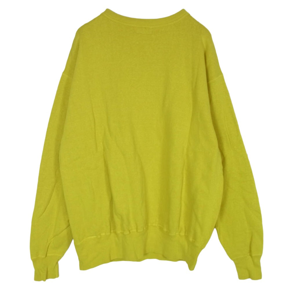 HUMAN MADE ヒューマンメイド 25AW HM30CS028 TSURIAMI SWEATSHIRT ツリアミ スウェットシャツ ベア 染み込み プリント Vガゼット クルーネック スウェット イエロー系 XL【中古】