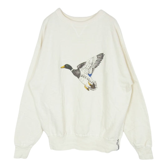 HUMAN MADE ヒューマンメイド 25AW HM30CS043 TSURIAMI SWEATSHIRT ツリアミ スウェットシャツ ダック グラフィック プリント Vガゼット クルーネック スウェット オフホワイト系 XL【中古】