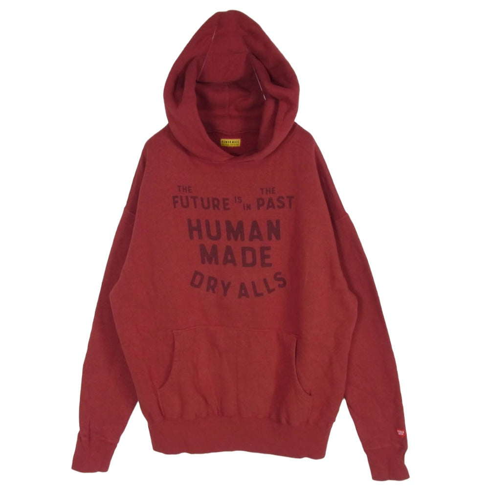 HUMAN MADE ヒューマンメイド 25AW HM30CS030 TSURIAMI HOODIE ツリアミフーディー フロントロゴ 染み込みプリント プルオーバー スウェットパーカー フーディ エンジ系 XL【中古】