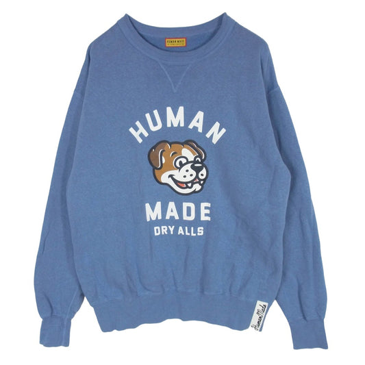 HUMAN MADE ヒューマンメイド 26SS HM31CS033 TSURIAMI SWEATSHIRT ツリアミ スウェットシャツ ブルドッグ プリント Vガゼット クルーネック スウェット ブルー系 L【中古】