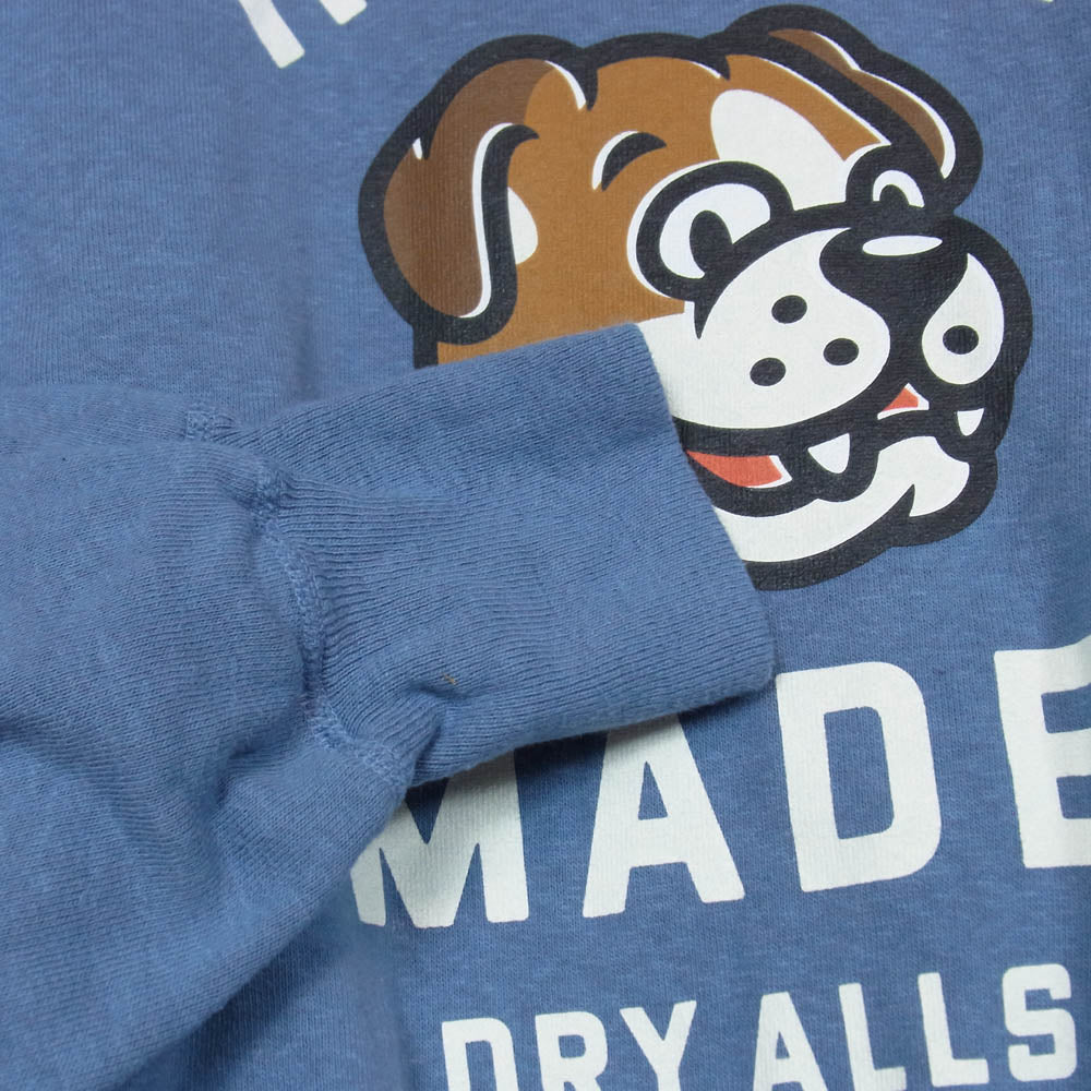 HUMAN MADE ヒューマンメイド 26SS HM31CS033 TSURIAMI SWEATSHIRT ツリアミ スウェットシャツ ブルドッグ プリント Vガゼット クルーネック スウェット ブルー系 L【中古】