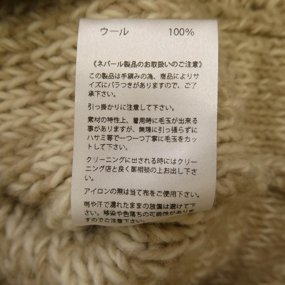 Pherrow's フェローズ ウール クルーネック ケーブル ニット セーター ベージュ系 ホワイト系 L【美品】【中古】