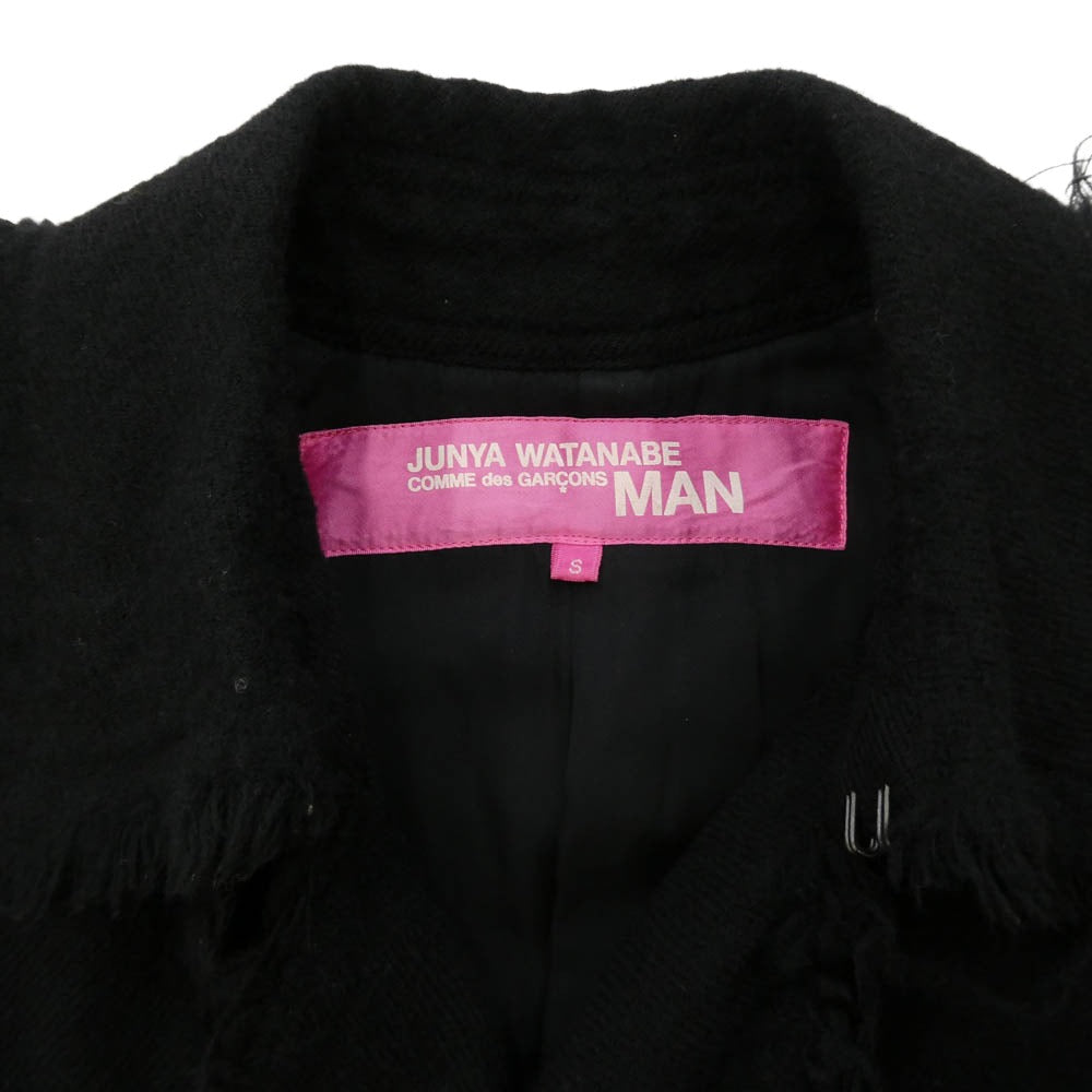 JUNYA WATANABE COMME des GARCONS MAN ジュンヤワタナベコムデギャルソンマン 04AW UN-C003 ジュンヤピンク AD2004 キャンバス裁ち切り トレンチコート ブラック系 S【中古】
