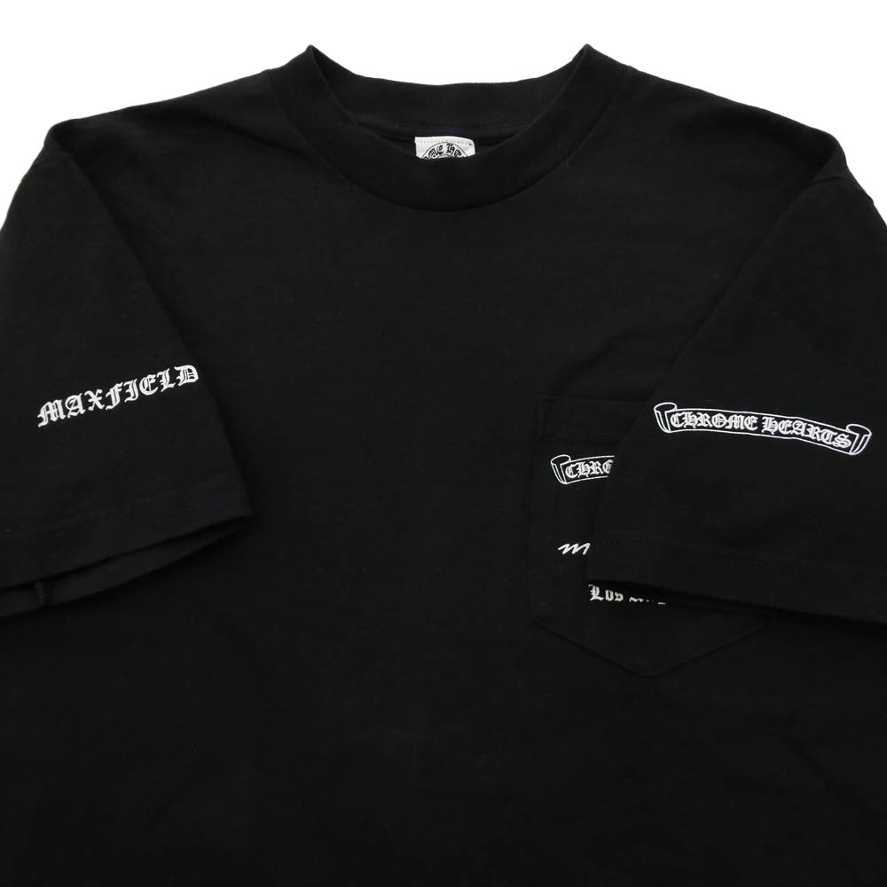 CHROME HEARTS クロムハーツ（原本無） Max Field マックスフィールド ヴァインダガー バックプリント ロゴプリント 半袖 Tシャツ ブラック系 M【中古】