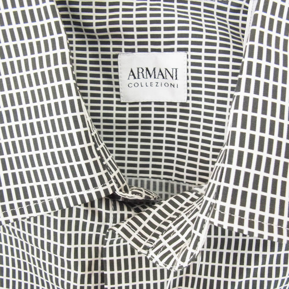 ARMANI COLLEZIONI アルマーニコレッツォーニ チェック柄 長袖 シャツ ブラック系 XS【極上美品】【中古】