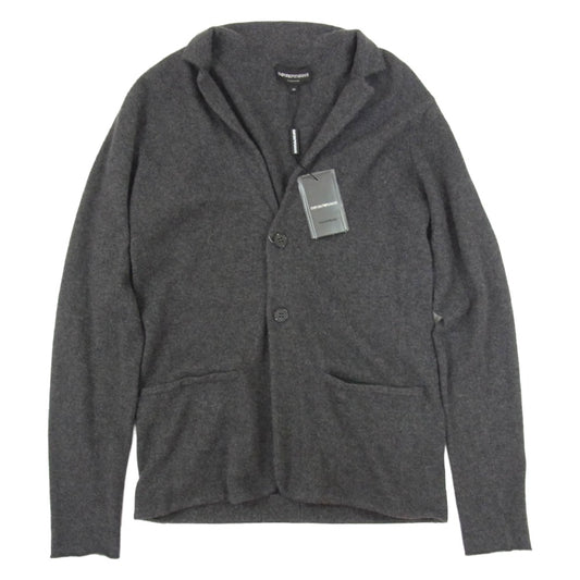 Emporio Armani エンポリオ・アルマーニ カシミア ニット テーラードジャケット カーディガン グレー系 44【美品】【中古】