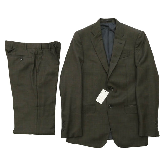 ARMANI COLLEZIONI アルマーニコレッツォーニ ウール混 グレンチェック テーラードジャケット スラックス パンツ セットアップ ブラウン系 36【極上美品】【中古】