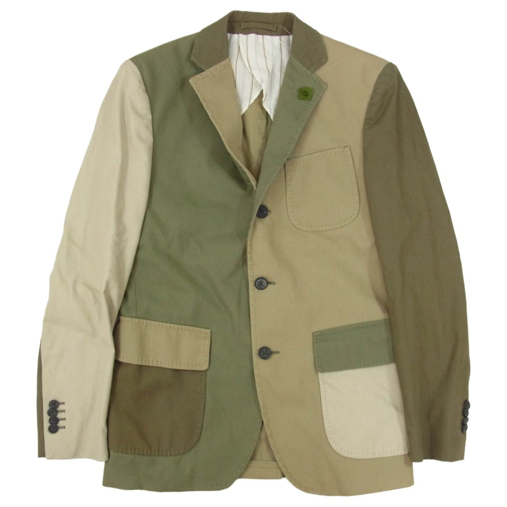 LARDINI ラルディーニ x WOOSTER ウースター イタリア製 ブートニエール付き クレイジーパターン 2B テーラードジャケット カーキ系 46【中古】