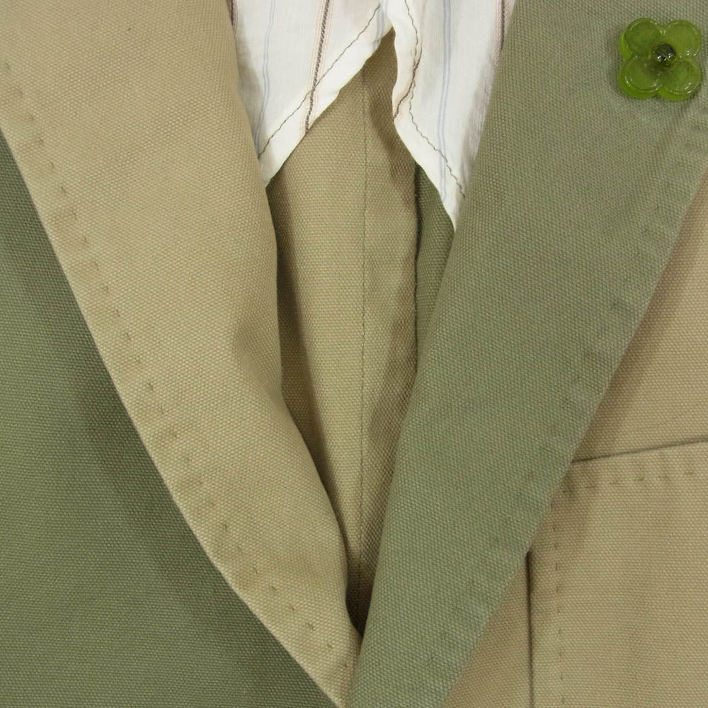 LARDINI ラルディーニ x WOOSTER ウースター イタリア製 ブートニエール付き クレイジーパターン 2B テーラードジャケット カーキ系 46【中古】