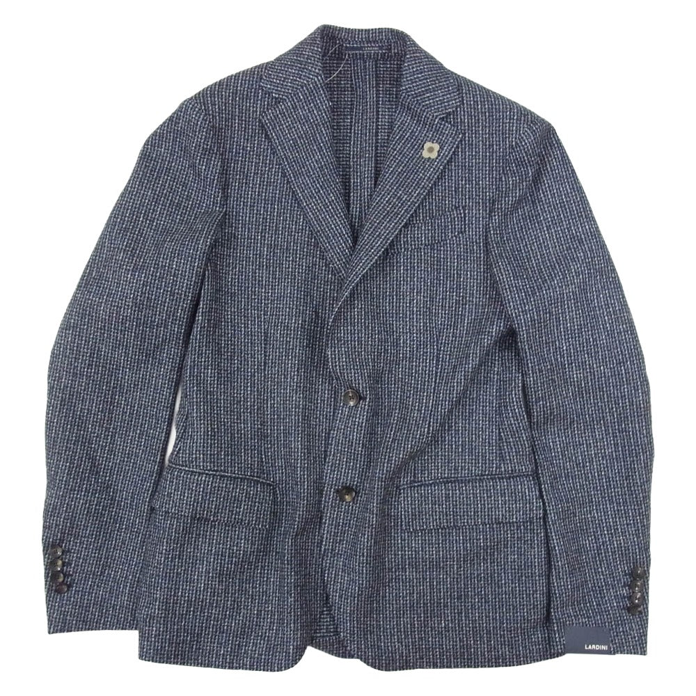 LARDINI ラルディーニ IG940AV イタリア製 ブートニエール付き 千鳥格子柄 ウール 2B テーラードジャケット ブルー ネイビー系 44【極上美品】【中古】