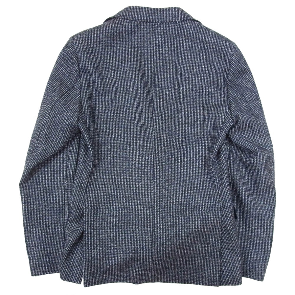 LARDINI ラルディーニ IG940AV イタリア製 ブートニエール付き 千鳥格子柄 ウール 2B テーラードジャケット ブルー ネイビー系 44【極上美品】【中古】