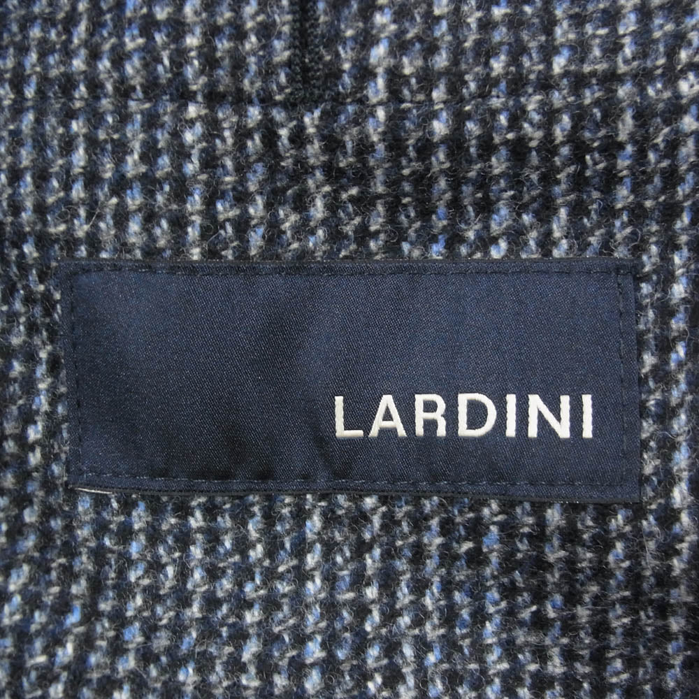 LARDINI ラルディーニ IG940AV イタリア製 ブートニエール付き 千鳥格子柄 ウール 2B テーラードジャケット ブルー ネイビー系 44【極上美品】【中古】