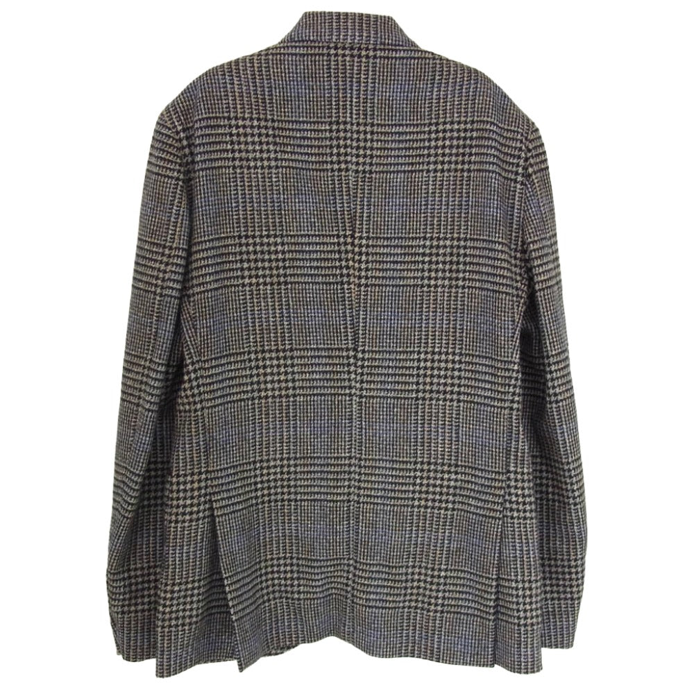 LARDINI ラルディーニ IG902AV イタリア製 ブートニエール付き 千鳥格子柄 ウール 2B 段返り テーラードジャケット グレー ブラック系 44【極上美品】【中古】