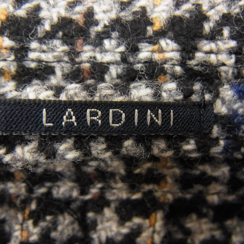 LARDINI ラルディーニ IG902AV イタリア製 ブートニエール付き 千鳥格子柄 ウール 2B 段返り テーラードジャケット グレー ブラック系 44【極上美品】【中古】