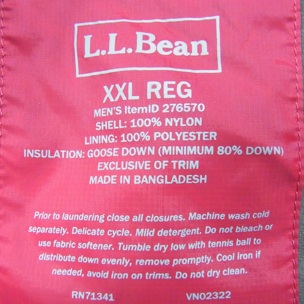 L.L.Bean エルエルビーン フロントポケット ダウン ベスト エンジ系 XXL【中古】