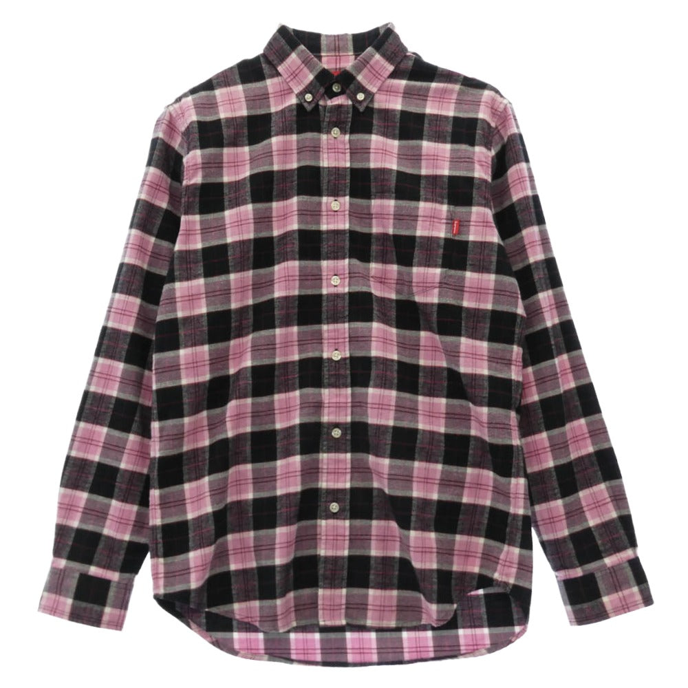 Supreme シュプリーム フランネル 長袖 チェック シャツ ブラック系 ピンク系 マルチカラー系 M【美品】【中古】