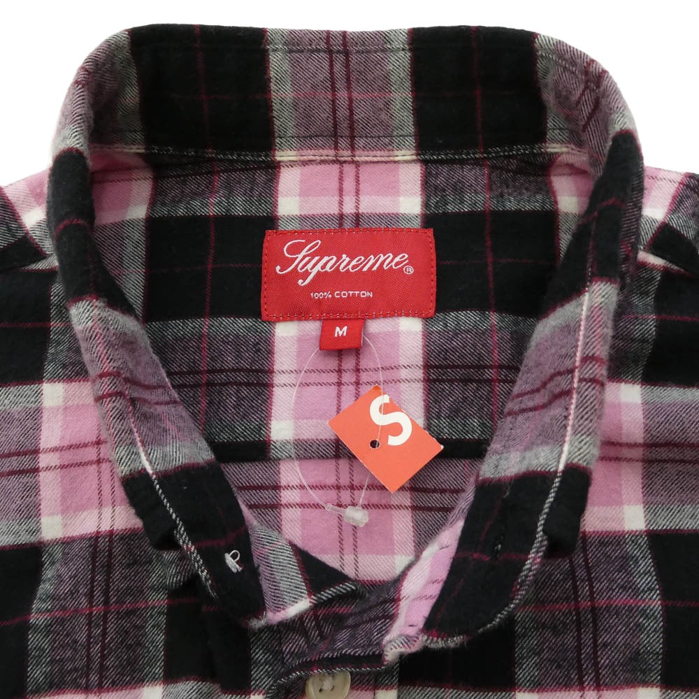 Supreme シュプリーム フランネル 長袖 チェック シャツ ブラック系 ピンク系 マルチカラー系 M【美品】【中古】