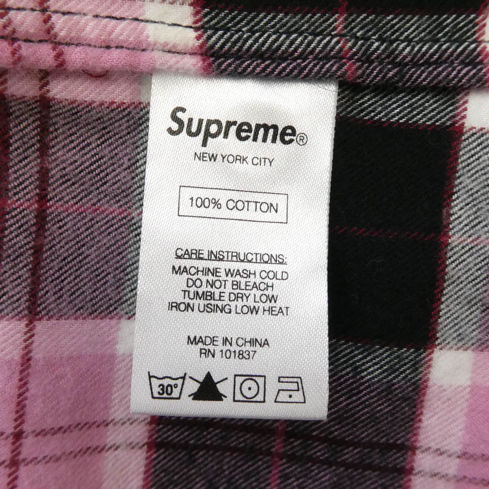 Supreme シュプリーム フランネル 長袖 チェック シャツ ブラック系 ピンク系 マルチカラー系 M【美品】【中古】