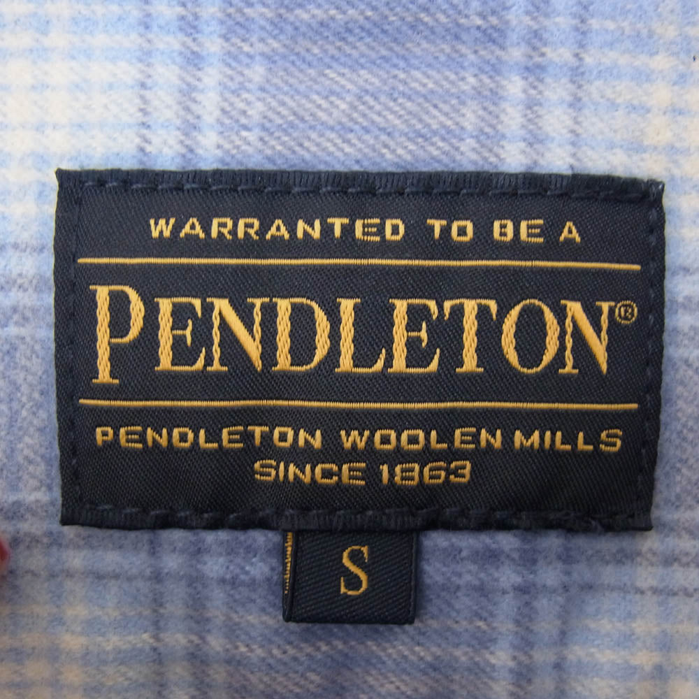 PENDLETON ペンドルトン Open Collar Shirt オープンカラー チェック 長袖 シャツ ブルー系 S【中古】