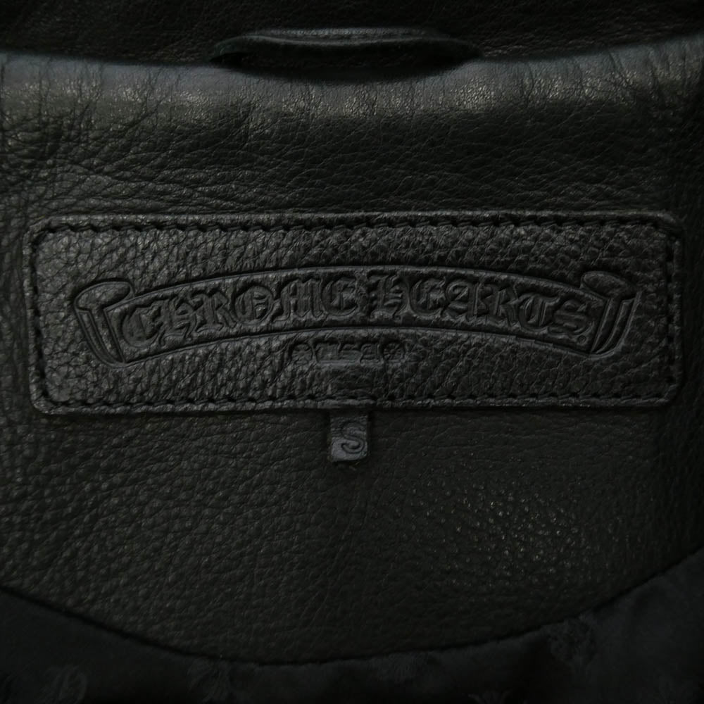 CHROME HEARTS クロムハーツ（原本無） JJ DEAN JJディーン スクロールサイドダブルバックル クロスボールボタン ダガージップ ローラーベルト レザー ライダース ジャケット ブラック系 S【中古】