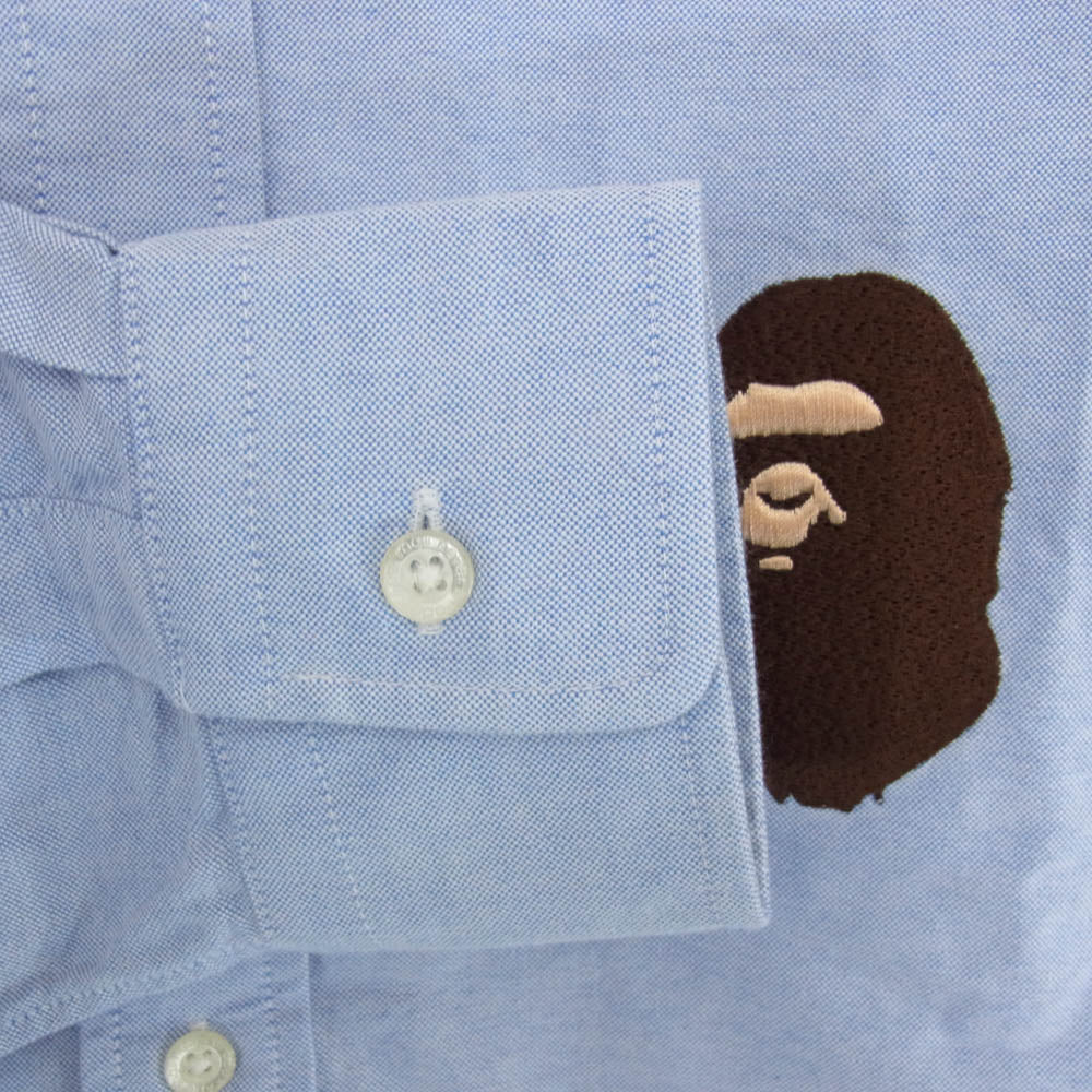 A BATHING APE アベイシングエイプ 001SHG301001X ロゴ刺繍 エンブロイダリー 長袖 シャツ ブルー系 M【中古】
