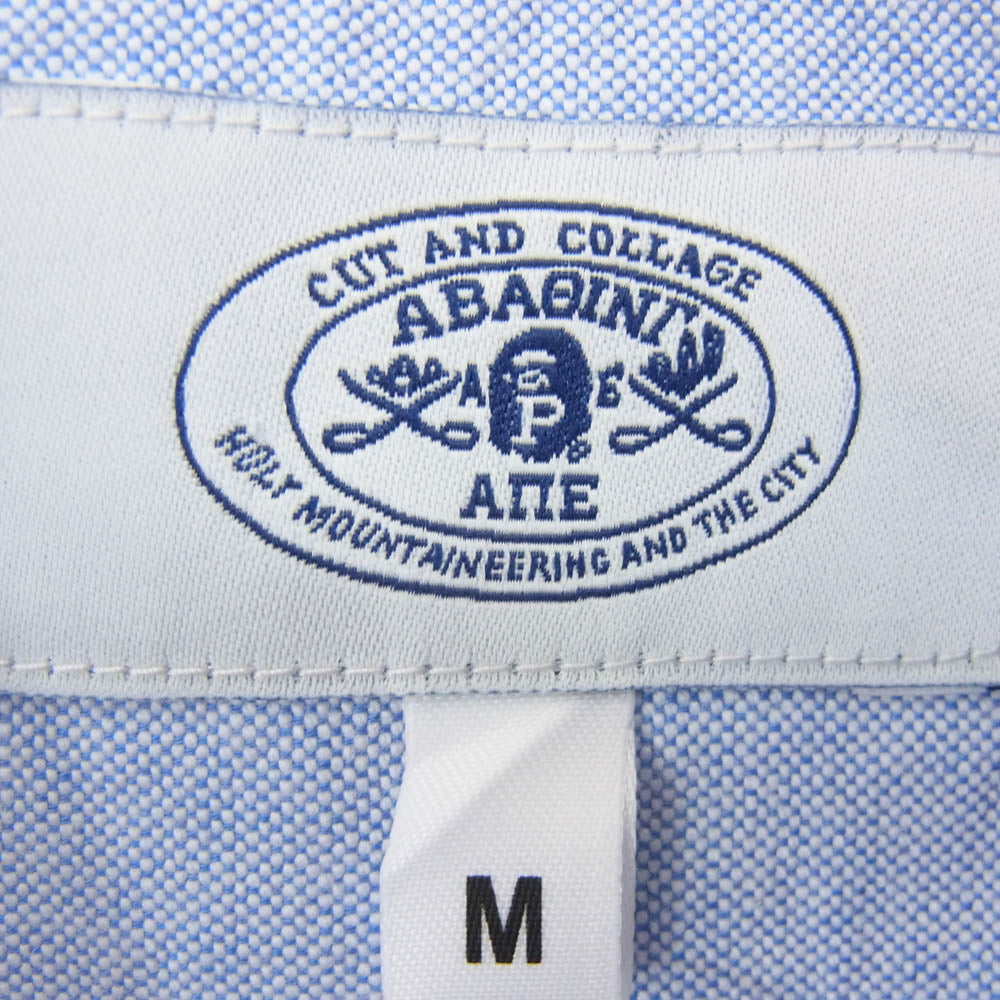 A BATHING APE アベイシングエイプ 001SHG301001X ロゴ刺繍 エンブロイダリー 長袖 シャツ ブルー系 M【中古】