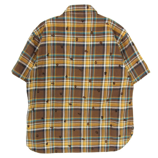 A BATHING APE アベイシングエイプ 002SHA301036X マイロプリント チェック柄 長袖 シャツ ブラウン系 XL【中古】