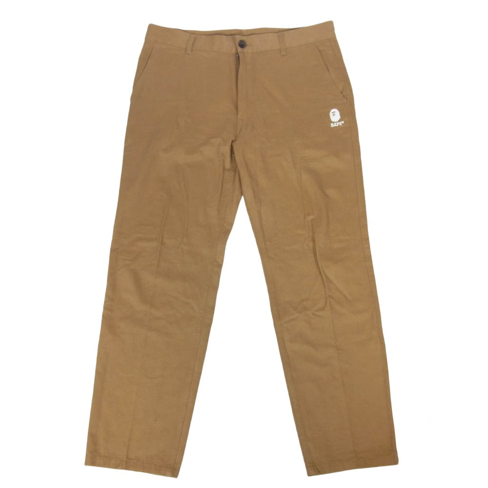 A BATHING APE アベイシングエイプ 001PTG801017X ロゴ刺繍 エンブロイダリー ワークパンツ トラウザーズ ブラウン系 L【中古】
