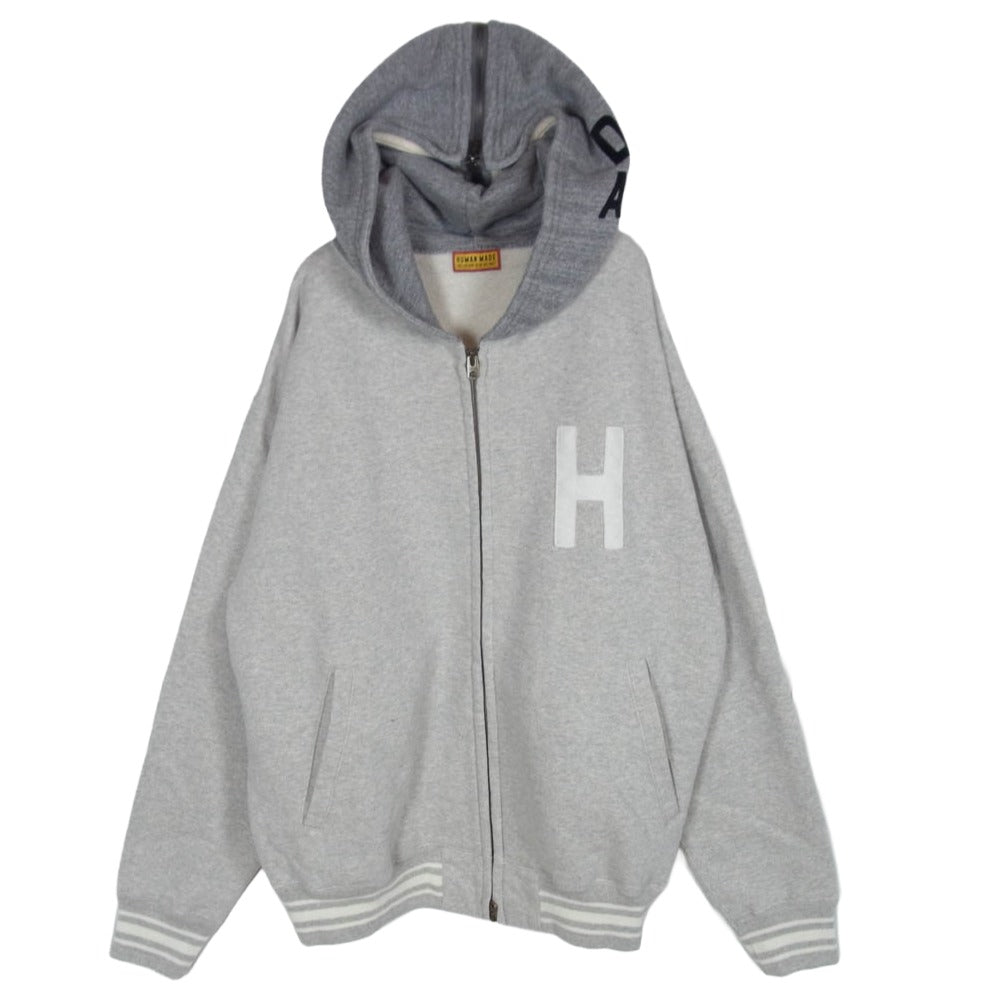HUMAN MADE ヒューマンメイド HM31CS018GY4 ZIP-UP HOODIE 裏起毛 ジップアップ フルジップ パーカー フーディー グレー系 XL【美品】【中古】