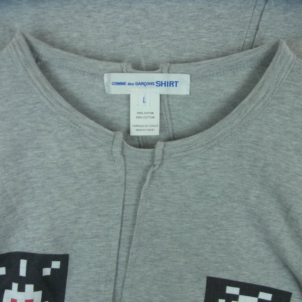 COMME des GARCONS コムデギャルソン 22AW FJ-T005 SHIRT Invader インベーダー 捻れ 長袖 カットソー ロングスリーブ Tシャツ ロンT グレー系 L【中古】