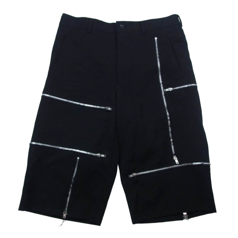 COMME des GARCONS HOMME PLUS コムデギャルソンオムプリュス 19AW PD-P012 マルチジップ ショートハーフ パンツ ブラック系 S【中古】