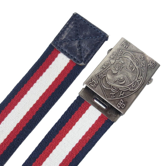 EVISU エヴィス 大黒様バックル GI ベルト ガチャベルト ネイビー系 36【中古】