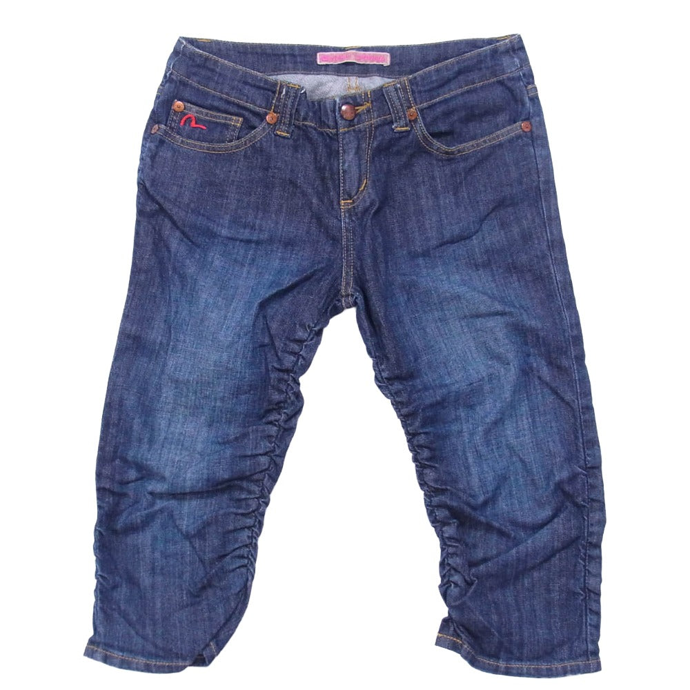 EVISU エヴィス DONNA ドンナ ハート刺繍 7分丈 デニム パンツ インディゴブルー系 25【中古】