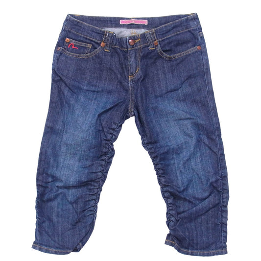 EVISU エヴィス DONNA ドンナ ハート刺繍 7分丈 デニム パンツ インディゴブルー系 25【中古】