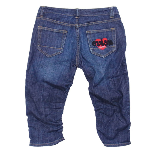 EVISU エヴィス DONNA ドンナ ハート刺繍 7分丈 デニム パンツ インディゴブルー系 25【中古】