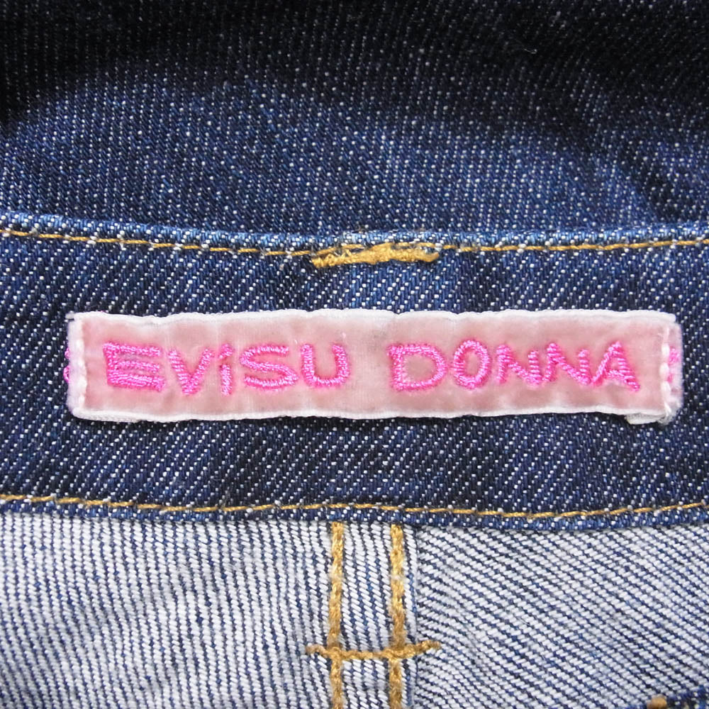 EVISU エヴィス DONNA ドンナ ハート刺繍 7分丈 デニム パンツ インディゴブルー系 25【中古】
