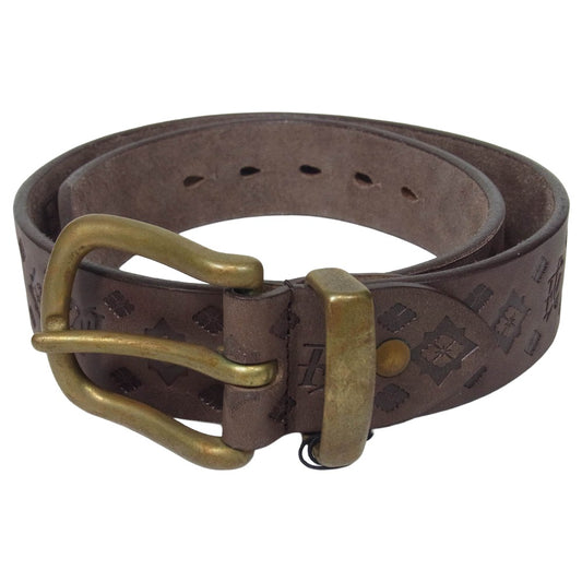 EVISU エヴィス 戎 総柄 レザー ベルト レディースサイズ ブラウン系【中古】