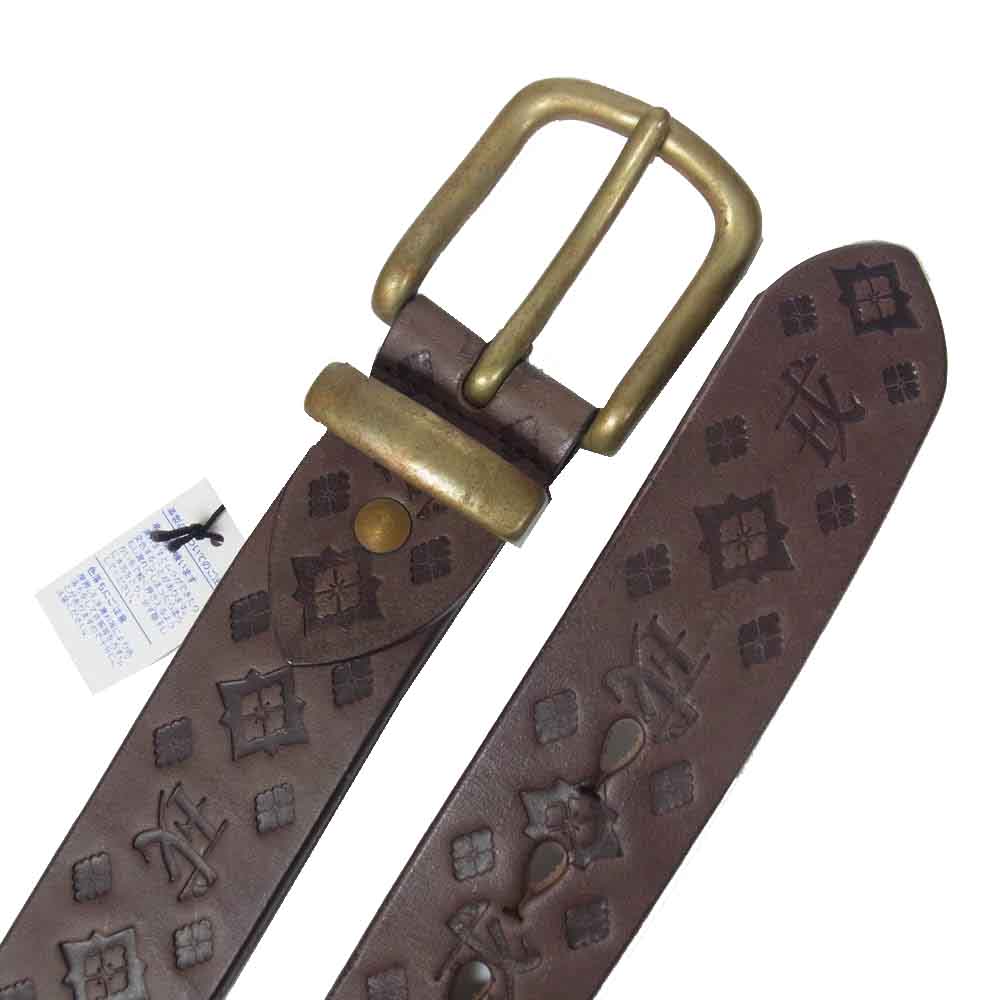 EVISU エヴィス 戎 総柄 レザー ベルト レディースサイズ ブラウン系【中古】