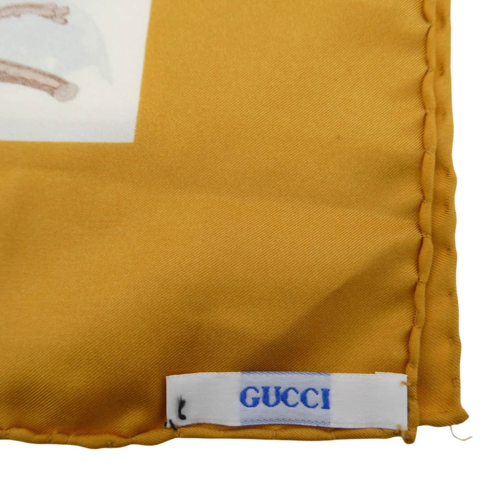 GUCCI グッチ 果物 総柄 大判 スカーフ オフホワイト系【中古】
